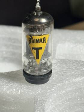 Ecc82 Brimar 6067 12au7 / Yellow T Long Plate O Getter Tube England