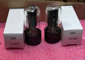 Tc-t19 Cbs Pair -2-cbs 5y3gt Rectifier Tube Black Plates Bottom D Getter Tested