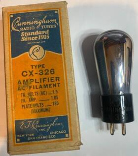 Cx226 Cunningham 1 Globe Type 26 Tube Amplitrex Tested Strong Orig. Box