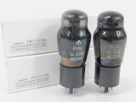 Za5306 European 6v6g Vintage Black Glass Audio Tube Matched Pair Test As Nos