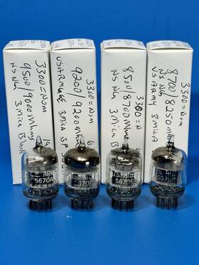 5670a Ge 4 Us Army 2c51 396a With Black Plate Triple Mica Square Getter Tubes