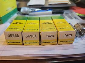 5696a Ge 4 Pc Lot 5696 Amperex Vintage Vacuum Tubes Nos