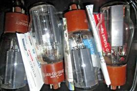 Ge Jan-cc-5r4gy 4 Tested 1954 Army Navy. Hanging Filament. Black Plate Tubes