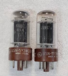 Hytron Usn-5y3wgt Matching Pair 1960/61 Usn-5y3wgtb 6087 Brown Base Tubes Tv-7 Tested #a-3