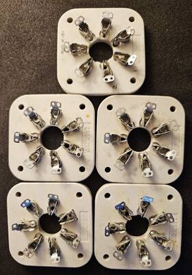Johnson 122-237-100 Lot Of 5 E.f. Ceramic 7-pin Tube Sockets Septar 813 Used