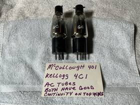 Kellogg 4c1-401 2 Antique Type 4c1 401 A-c Tubes Mccullough Overhead Filaments Rare Vtg