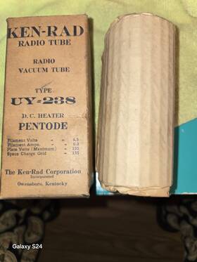 Uy-238 Ken-rad Uy-233 Radio Vacuum Tube D.c Heater Pentode In Box Look