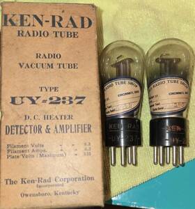 Uy-237 Ken-rad 2 Radio Vacuum Tubes With Inspection Stickers Dated 1931