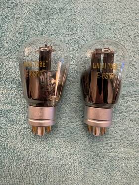 E-6sn7 Linlai Matched Pair 2 Globe Balloon Black Plate Vacuum Tubes Mint