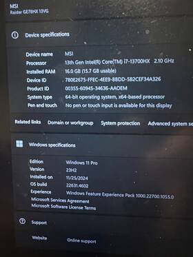 Ge78hx Msi 13vg Computer Laptop Gaming Used