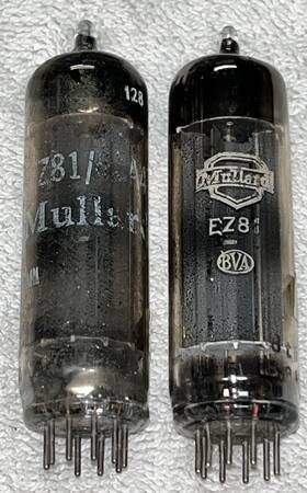 6ca4 Mullard B1c2 Pair Blackburn Ez81 Square Getter Tubes Tv7 Tested Strong