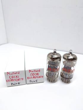 Ecc81 Mullard Cc81e Pair Of 12at7 Tested Vacuum Tube Strong Life O-getter Ribbed Glass