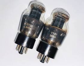 Mullard Ecc32/cv181 Matched Pair Ecc32/cv181/6sn7 Black Plate Pan Getter Tubes Tested Exc