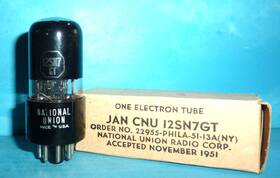 Cnu-12sn7gt National Union Jan Tube Black Glass D Getter Copper Posts Tested