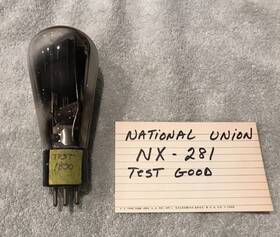 Nx-281 National Union Globe Balloon Vacuum Tube Tested Half Wave Recifier Vtg