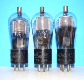 Ny-24 National Union Type Radio Audio Amplifier Vacuum 3 Tubes Valves Globe Shape 224 24a 324