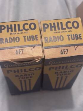 6f7g Philco 2 Good Used Ge/can Tubes Antique Radio In Boxes Tested Marconi