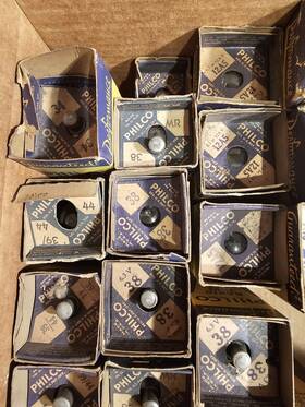 T416 Philco Lot Of 34 Vintage Radio Tubes In Original Boxes Estate Find Untested