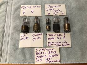 Ct-199 Radiotron 5 Brass Base Antique Radio Tubes Uv-200 Audion Tipped Display