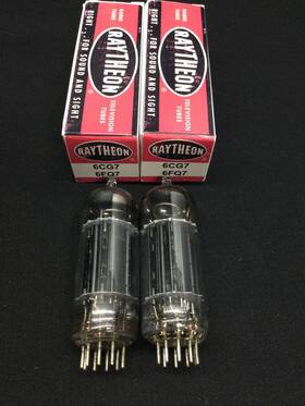 10.8784 Raytheon Great Pair 6cg7 Black Plate O Getter Vintage Vacuum Tubes 8.8996