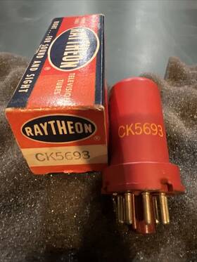 Ck5693 Raytheon 6sj7 Electron Tube Red Metal Hickok Tested Nos Nib