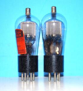 Er-224a Raytheon Type 224-a Radio Audio Amplifier Vacuum 2 Tubes Valves Globe 24a 324 24