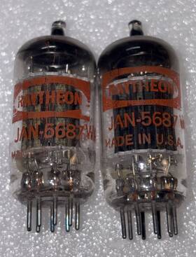 Jan-5687 Raytheon Pair Black Plate Mil Spec Vacuum Tubes Amplitrex Test Nos