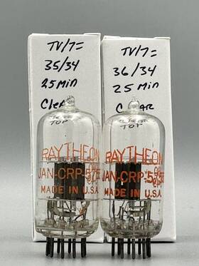 Jan-crp-5755 Raytheon Pair Of Clear Top Tubes Tv/7 Tested