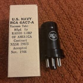 6ac7-a Rca Jan Navy Nov 1944 Tube In Box Tested 68% Wartime Audio Radio Ballast