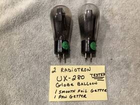 Ux-280 Rca 86787 2 80 280 Tube Rectifier Black Plate Smooth Foil Getter Globe Balloon