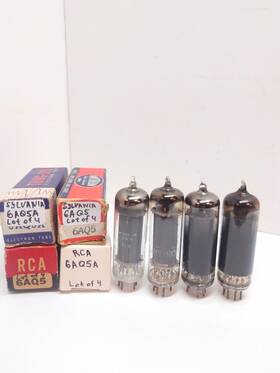Cv1862 Rca Lot Of 4 Sylvania 6aq5a 6aq5 El90 Tested Vacuum Tube Strong Black Plate