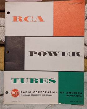 Pg-101f Rca Power Tubes Form No. Techical Publications Tube Specifications