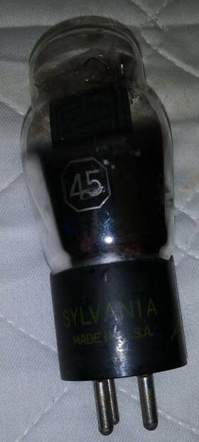 06-02001 Sylvania Type 45 Radio Tube - Four Prong Base Nos Item