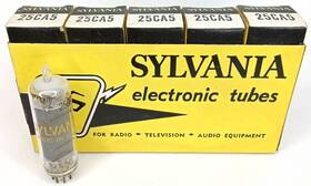 25ca5 Sylvania Mid Century Electronic Tube With Box Set Of 5 Model Nos Nib 1950s