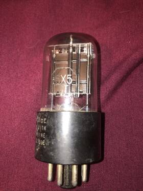 6z5p Sylvania 6x5 Gt F.m.co By Black Plates Foil Getter Rectifier Tube