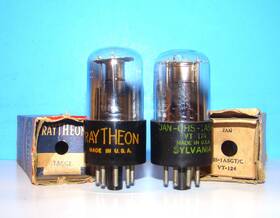 Vt-124 Sylvania And Raytheon 1a5gt Nos Radio Amplifier Audio Electron Vacuum Tubes 2 Valve Tested 1a5g