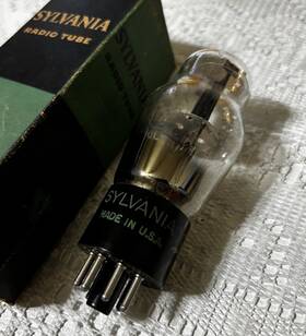 Vt-213 Sylvania Leaf 6l5g Vacuum Tube Usa Black Base Round Plate With Box Untested Vt-67