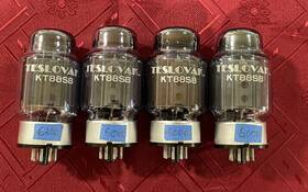 Kt88sb Teslovak Four 4 Blue Power Output Vacuum Tubes Test Strong Same Code