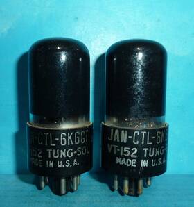 Ctl-6k6gt Tung-sol 2 Jan Vt-152 Tubes Black Glass