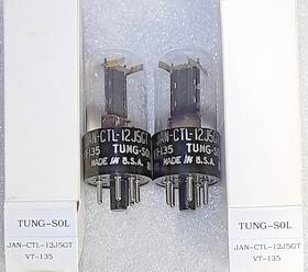 Jan-ctl-12j5gt Tung-sol Matched Pair Vt-135 Vacuum Tubes Tv-7d Tested