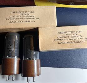 2a3w United Sylvania Vacuum Tube Matched Pair Tested Strong Navy Contract 5/1951