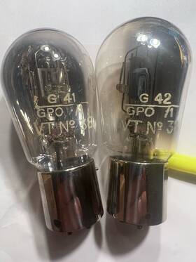 Cv1645 Valve Vt38 Pair Uk Antique Tube Globe Gpo Amplifier Triode Nos Collection