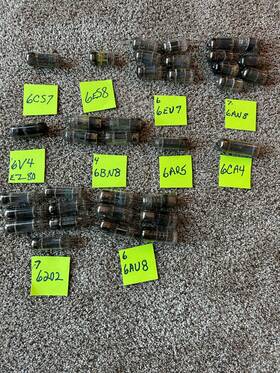 Various Brands 6h6-vt90 Lot Of 35 - 6 Volt 7 Pin- Tubes 6c4a 6cs7 6au8 6202 6eu7 6es8
