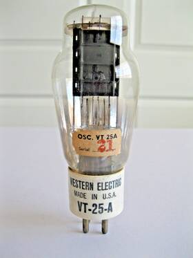 Vt-225-a Western Electric Vt-25-a Vacuum Tube Black Plate Ceramic Base Tv-7 Tested New