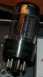 Sylvania 6SN7Y Gtb Tube, Chome Dome Green Lettering, Short Base - T26. Fixed Price $20.00.