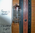 Strong Sylvania Long Black Plate Square D Getter Jhs 5687WA Tube - 120/122. Fixed Price $14.99.