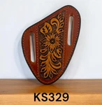 Western Tooled Leather Knife Sheath Pancake Vertical Carry Fits 4" Trapper. Fixed Price $23.00.