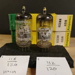 Pair Nos 1940'S Amperex Bugle Boy 6DJ8 Tubes - Tested 118/120 And 112/120 Min 55. Fixed Price $410.00.