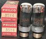 Date Matched Pair Philco 35Y4 Rectifier Loctal Vacuum Tubes Tested Nos On TV7. Fixed Price $19.95.