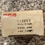 Rca Resistor 4000 Ohm Model 113993 Mpn Electronic Component Part. Fixed Price $7.00.